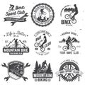 Set of bmx, mtb extreme sport club badge. Vector. Concept for shirt, logo, print, stamp, tee with man ride on a sport Royalty Free Stock Photo