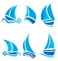 Set of boats ships or cruise logos