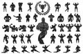 Set of bodybuilders. Vector illustration