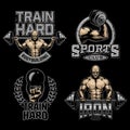 Set of bodybuilding emblems