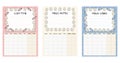 Set of boho monthly calendars with white candles decorative elements, place for notes and to do list. Cozy lagom planners. Royalty Free Stock Photo