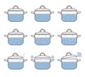Set of boiling saucepan
