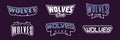 A set of bold fonts for wolf mascot logo. Collection of text style lettering for esports, mascot logo, sports team