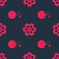 Set Bomb ready to explode and Revolver cylinder on seamless pattern. Vector