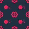 Set Bomb ready to explode and Revolver cylinder on seamless pattern. Vector