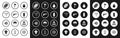 Set Bomb ready to explode, Revolver gun, Lasso, Game dice, Bullet, Tomahawk axe, Money bag and Spur icon. Vector