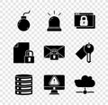 Set Bomb ready to explode, Secure your site with HTTPS, SSL, Server, Data, Web Hosting, Monitor exclamation mark Royalty Free Stock Photo