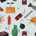 Set of bombs. Explosives pattern Royalty Free Stock Photo