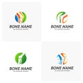 Set of Bone logo design concept vector template, Bone Treatment Icon Creative Symbol. Human leg Illustration Royalty Free Stock Photo