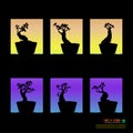 Set of Bonsai tree, silhouette of bonsai, Detailed image, Vector illustration. Royalty Free Stock Photo