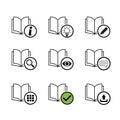 Set of book icon, open education textbook, library vector illustration  symbol. Collection design isolated on white background Royalty Free Stock Photo
