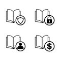 Set of book icon, open education textbook, library vector illustration  symbol. Collection design isolated on white background Royalty Free Stock Photo