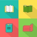 Set of book icons in flat design style.