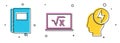 Set Book, Square root of x glyph and Head and electric symbol icon. Vector Royalty Free Stock Photo