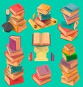 Set of book stacks in flat design vector