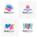 Set of Book Writer Logo Template Design Vector, Feather Book Logo Design Concepts, Emblem, Design Concept, Creative Symbol, Icon Royalty Free Stock Photo