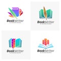 Set of Book Writer Logo Template Design Vector, Feather Book Logo Design Concepts, Emblem, Design Concept, Creative Symbol, Icon Royalty Free Stock Photo