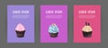 Set booklet cover template with sweet dessert on bright background