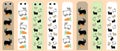 A set of bookmarks for books and textbooks with hares and carrots. Cartoon patterns in pastel colors