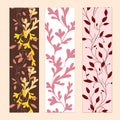 Set of bookmarks with floral ornaments. Flower pattern. Ornament of leaves Royalty Free Stock Photo