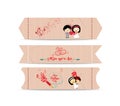 Set of bookmarks sticker tags valentines retro Royalty Free Stock Photo