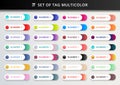 Set of bookmarks, stickers, labels, tags multicoloured rounded geometric circles on white background