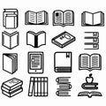 Set of books icons vector illustration black thin line style Royalty Free Stock Photo