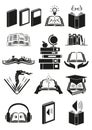 Set of books or novels with different theme. Editable Clip Art.
