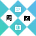 Set Books about programming, Software, Page with 404 error and Loading data window icon. Vector Royalty Free Stock Photo