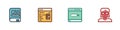 Set Books about programming, Software, Search engine and Hacker or coder icon. Vector