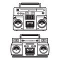 Set of boombox illustrations on white background. Design element for logo, label, emblem, sign, badge, poster, t shirt. Royalty Free Stock Photo