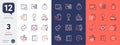 Set of Bordeaux glass, Scroll down and Budget accounting line icons. For design. Vector
