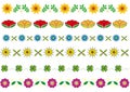 Set of borders of decorative floral patterns. Royalty Free Stock Photo