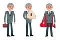 Set of boss, General Manager in the business image of superhero, holding money sack, nice smiling.