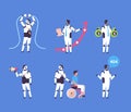 Set bot helper robot personal assistant diversity professions communication collection robot character artificial