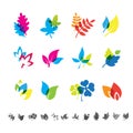 Set of 12 botanical icons. Royalty Free Stock Photo