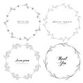 Set of botanical round frame, Hand drawn flowers, Botanical composition, Decorative element for Invitations card.