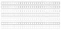 Set of both side horizontal rulers - lenght and size indicators distance units. Vector illustration