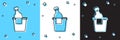 Set Bottle of champagne in an ice bucket icon isolated on blue and white, black background. Vector Royalty Free Stock Photo