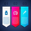 Set Bottle with pills for potency, Sex tv old television and Spanking paddle. Business infographic template. Vector