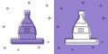 Set Bottle of sake icon isolated on white and purple background. Vector Royalty Free Stock Photo