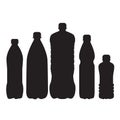 Set of 5 bottle silhouettes isolated on a white background