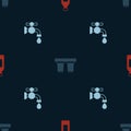 Set Bottle of water, Water filter cartridge and tap on seamless pattern. Vector Royalty Free Stock Photo