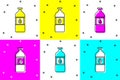 Set Bottle of water icon isolated on color background. Soda aqua drink sign. Vector Royalty Free Stock Photo