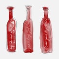 Set of bottle wine - watercolor bottles hand drawn art