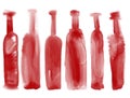 Set of bottle wine - watercolor bottles hand drawn style Royalty Free Stock Photo