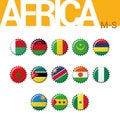 Set of 13 bottlecap flags of Africa M-S. Set 3 of 4