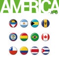 Set of 12 bottlecap flags of America A-C. Set 1 of 3.