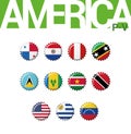 Set of 12 bottlecap flags of America P-V. Set 3 of 3. Royalty Free Stock Photo