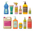 Set of bottles with antiseptic and hand sanitizer. Washing gel and spray. Personal protective equipment during epidemic Royalty Free Stock Photo